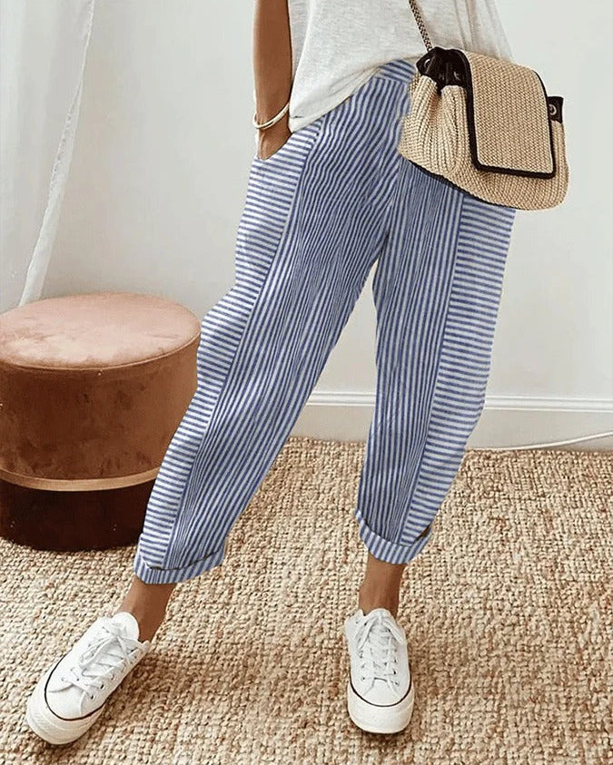 Loretta | Striped Wide Leg Trousers — Eleanor Mayfair (2)