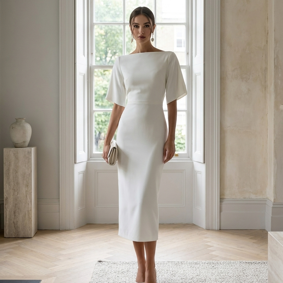 Beatrice | Elegant Midi Day Dress - Eleanor Mayfair