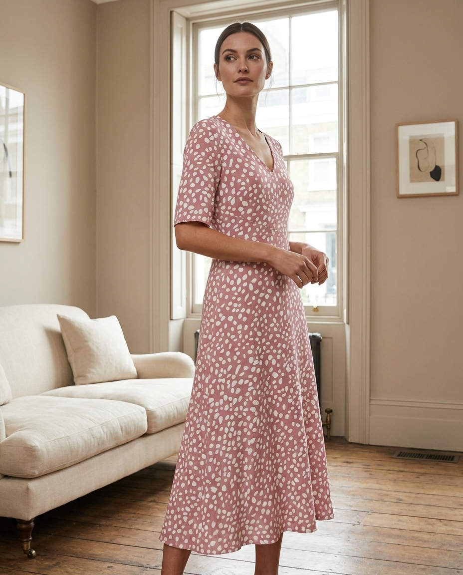 Ottilie | Flattering Polka Dot Midi - Eleanor Mayfair