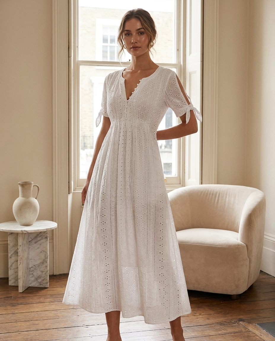Rosamund | Draped Flowing Midi Dress - Eleanor Mayfair