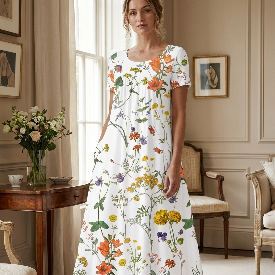 Vivienne | Flowing Floral Midi Dress - Eleanor Mayfair