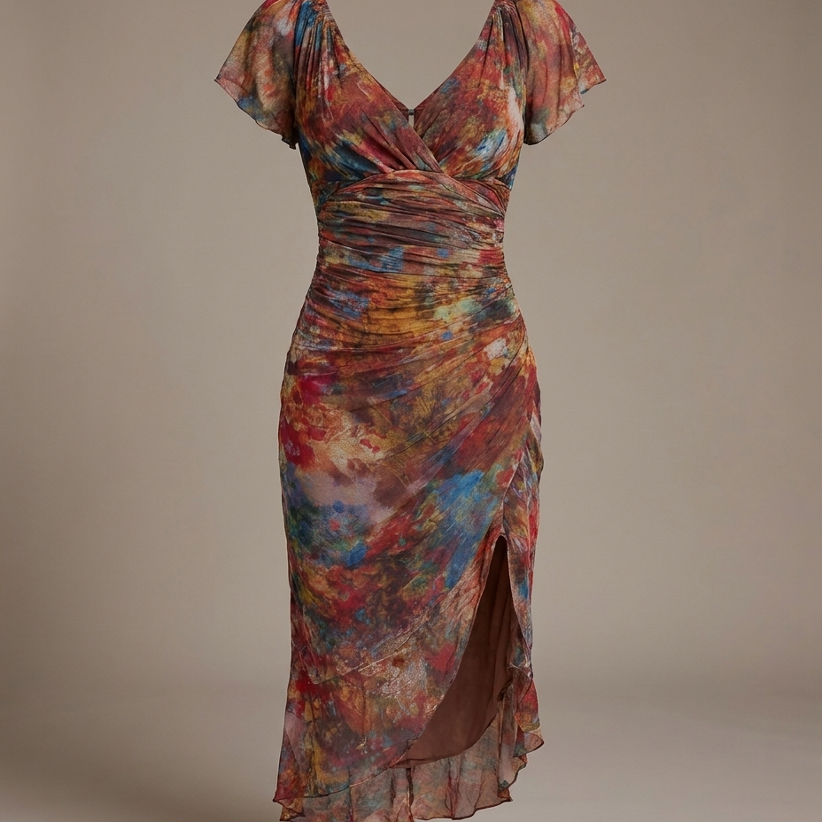 Cecily | Boho Ruched Midi Dress - Eleanor Mayfair studio