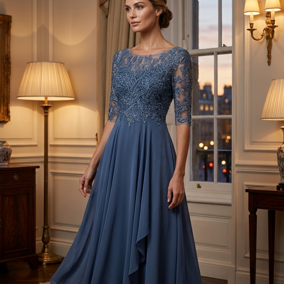 Delphine | Elegant Lace Evening Dress - Eleanor Mayfair