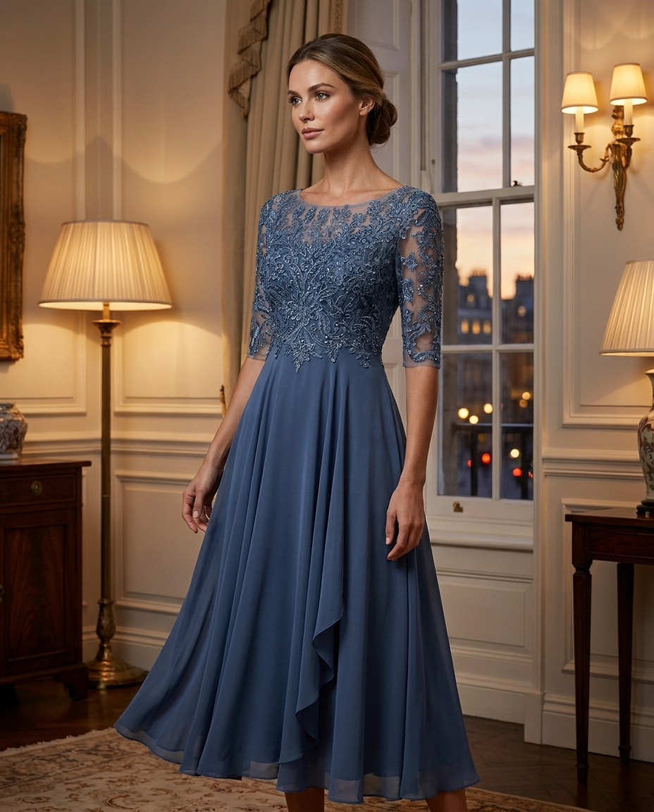 Delphine | Elegant Lace Evening Dress - Eleanor Mayfair