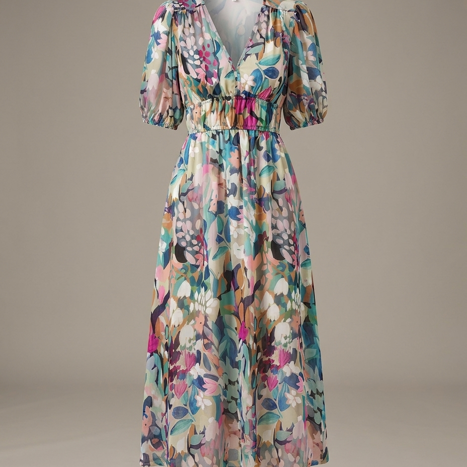 Isadora | Flattering Floral Midi Dress - Eleanor Mayfair studio
