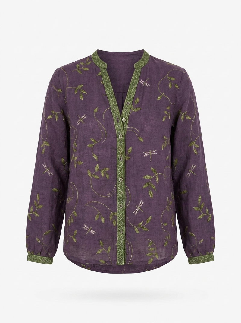 Bianca | Vintage Leaf Print Shirt - product photo