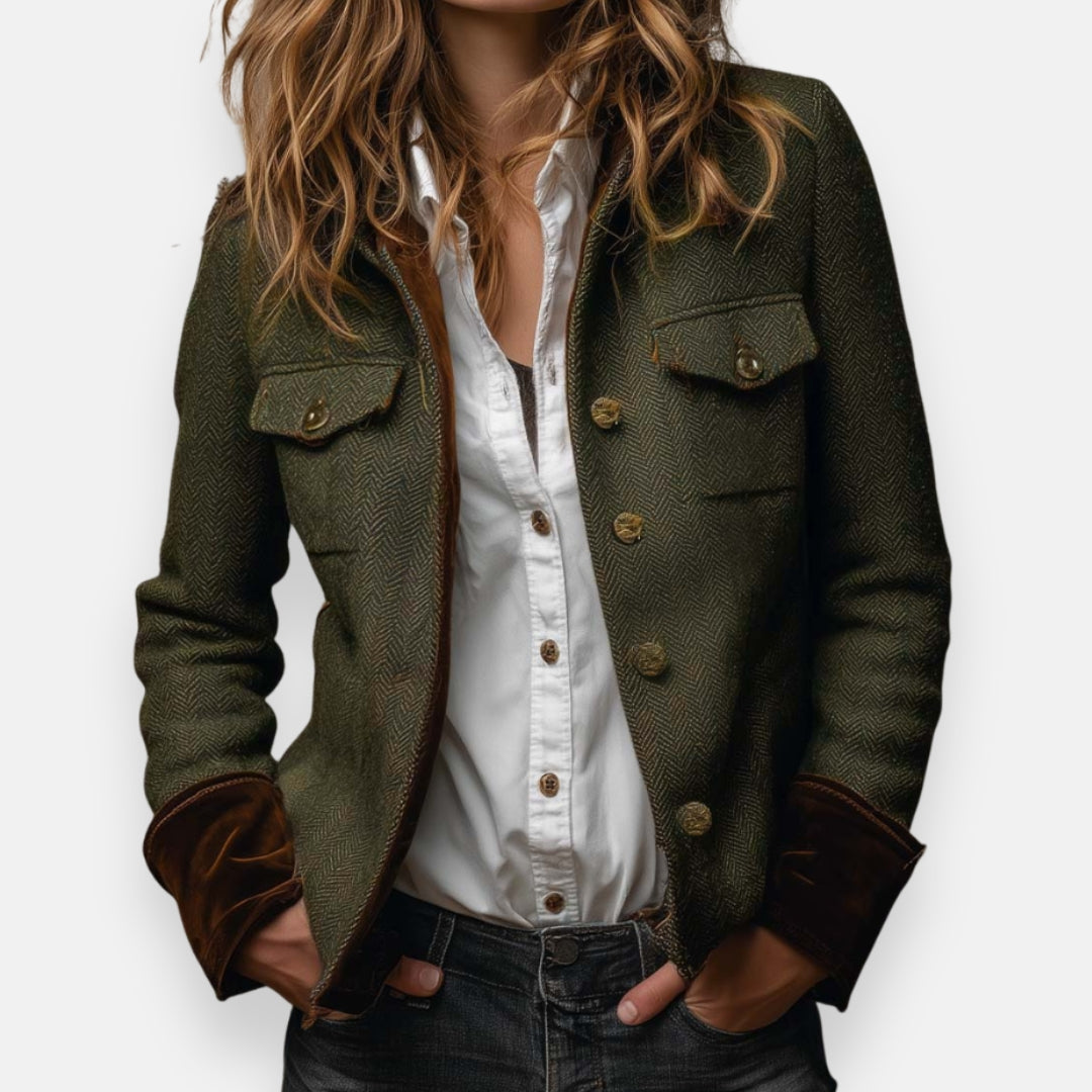 Henrietta | Velvet-Trimmed Tweed Jacket — Eleanor Mayfair (1)
