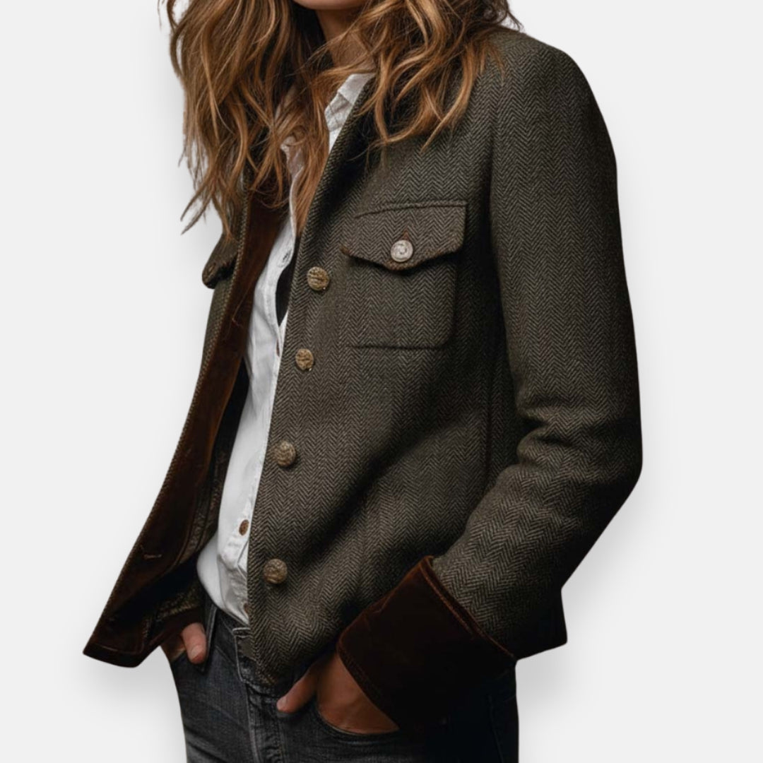 Henrietta | Velvet-Trimmed Tweed Jacket — Eleanor Mayfair (3)