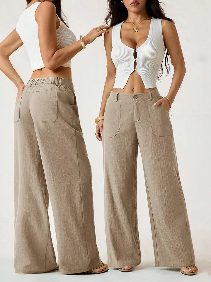 Francesca | Wide Leg Linen Trousers — Eleanor Mayfair (1)