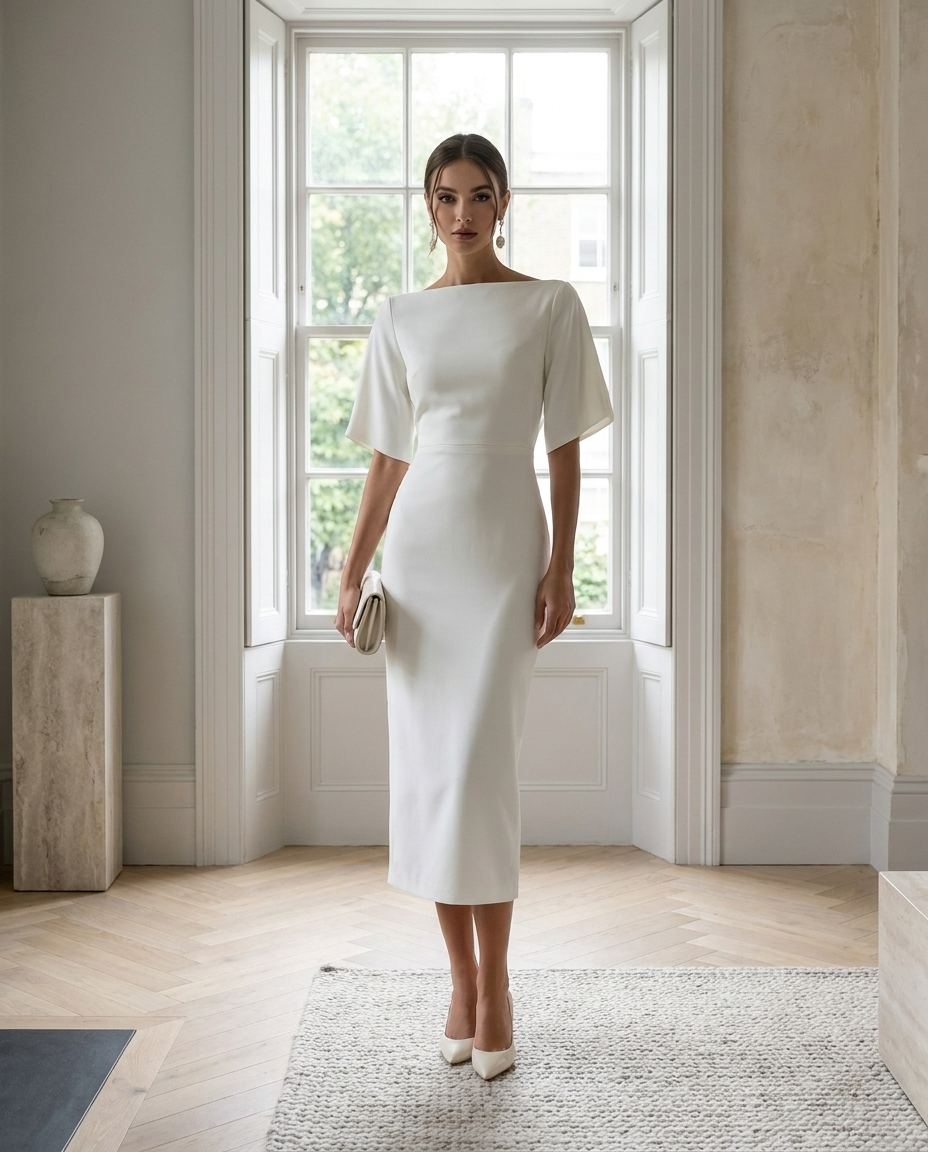 Beatrice | Elegant Midi Day Dress - Eleanor Mayfair