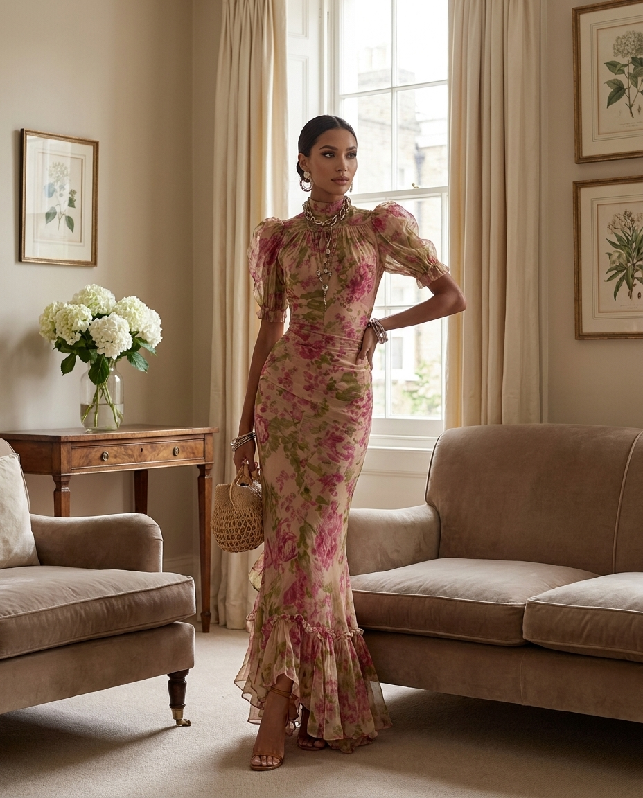 Eloise | Puff Sleeve Maxi Dress - Eleanor Mayfair