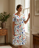 Harriet | Flattering Floral Day Dress - Eleanor Mayfair