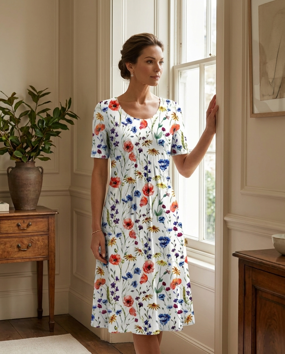 Harriet | Flattering Floral Day Dress - Eleanor Mayfair