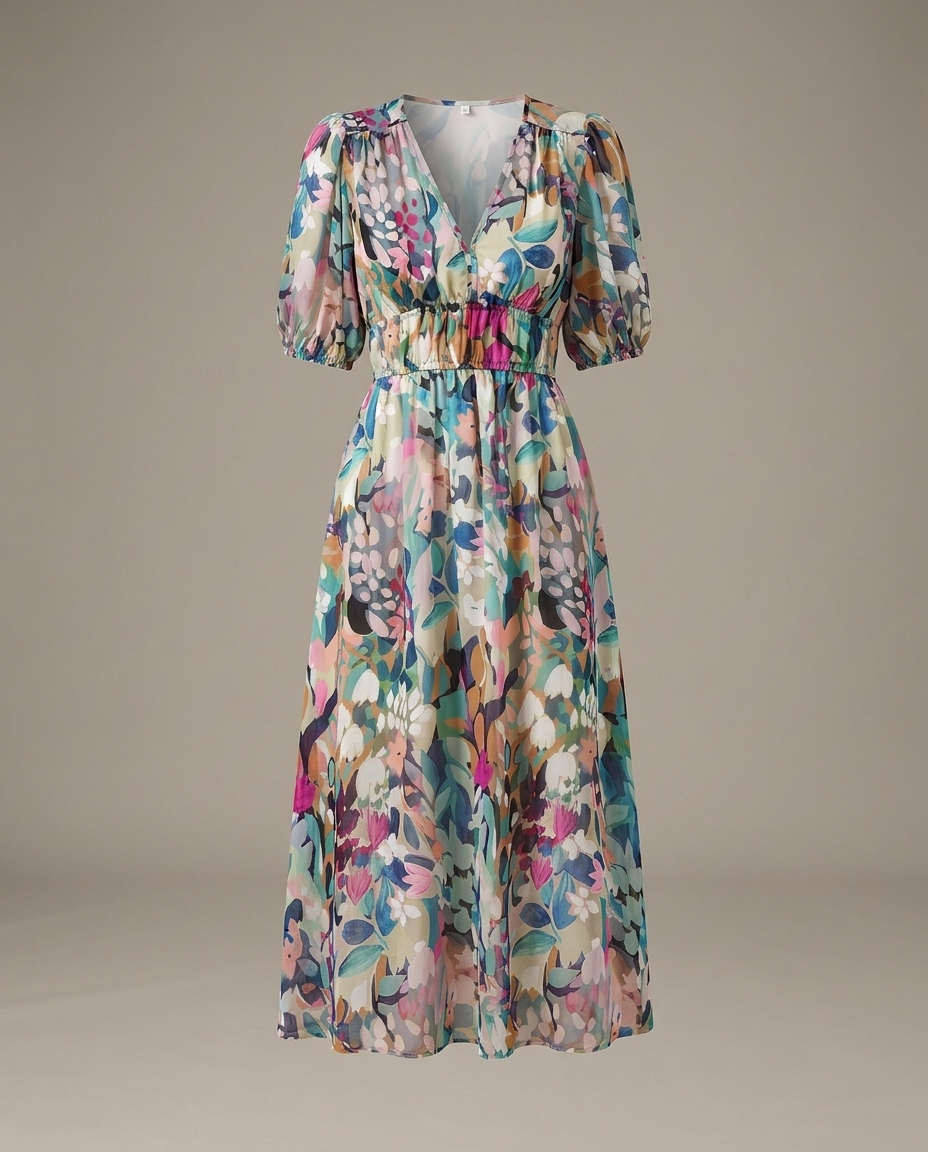 Isadora | Flattering Floral Midi Dress - Eleanor Mayfair studio
