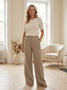 Francesca | Wide Leg Linen Trousers — Eleanor Mayfair