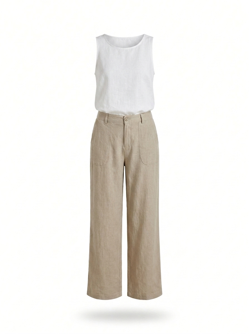Francesca | Wide Leg Linen Trousers - product photo