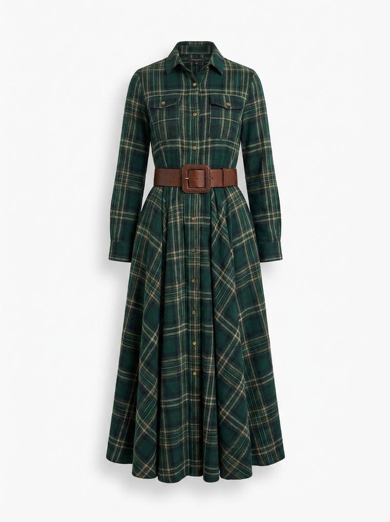 Edith | Chic Belted Shirt Dress - product photo