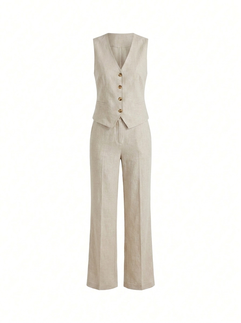 Petra | Tailored Linen Waistcoat - product photo