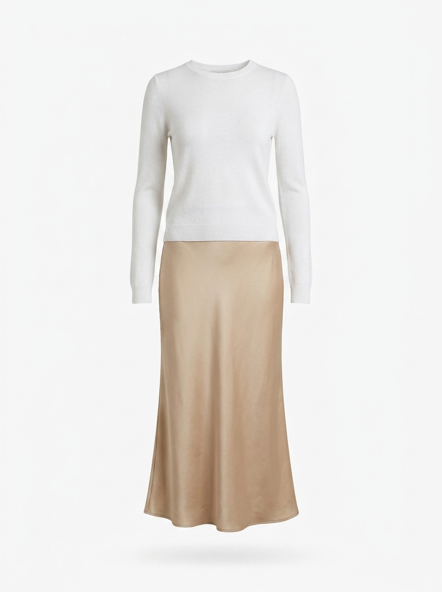 Ines | Bias-Cut Satin Slip Skirt