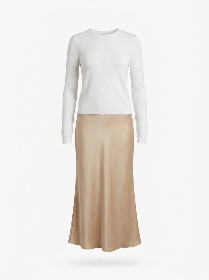 Ines | Bias-Cut Satin Slip Skirt - product photo