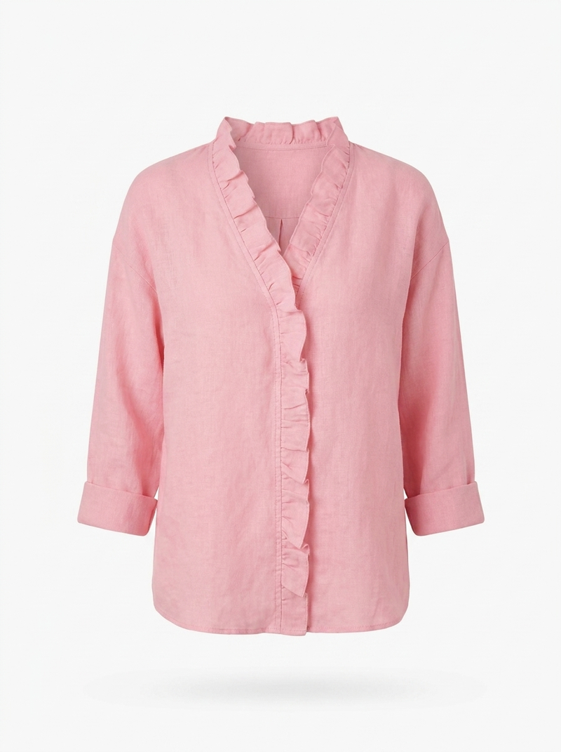 Caroline | Ruffled V-Neck Blouse - product photo
