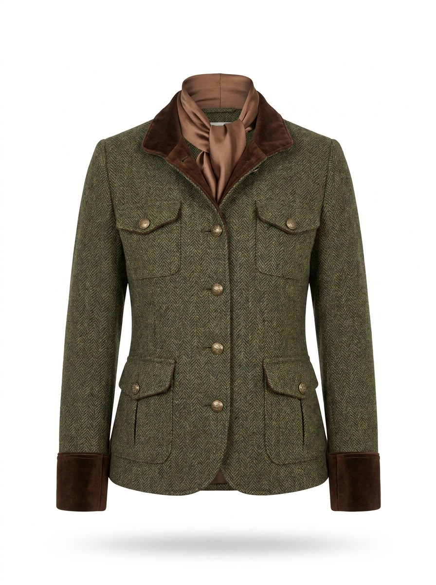 Henrietta | Velvet-Trimmed Tweed Jacket