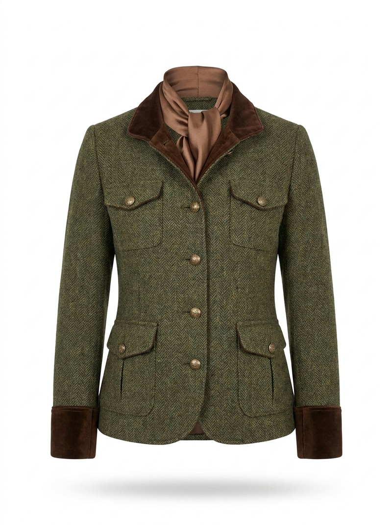Henrietta | Velvet-Trimmed Tweed Jacket - product photo